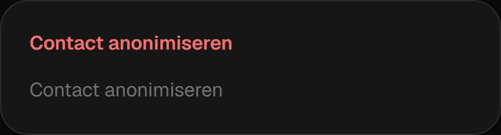 De knop om een contact te anonimiseren
